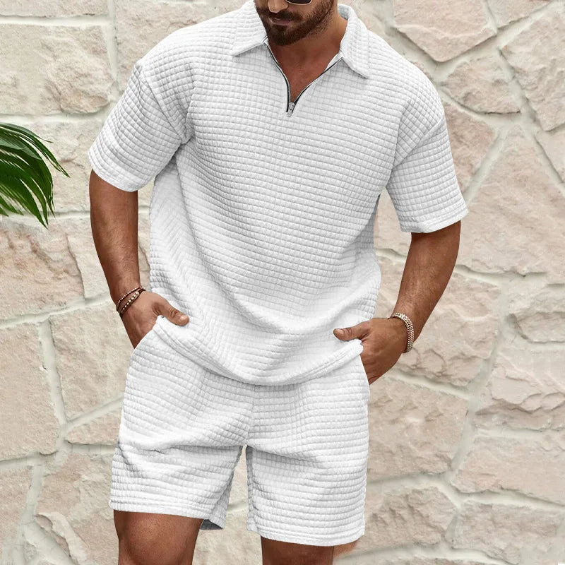 Summer Waffle Polo Set – 2-Piece Outfit