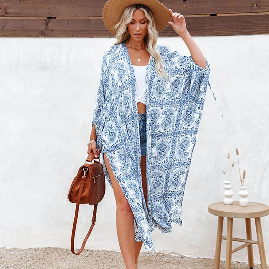 “Beach Bloom” Kimono Beach Cover Up (one size)