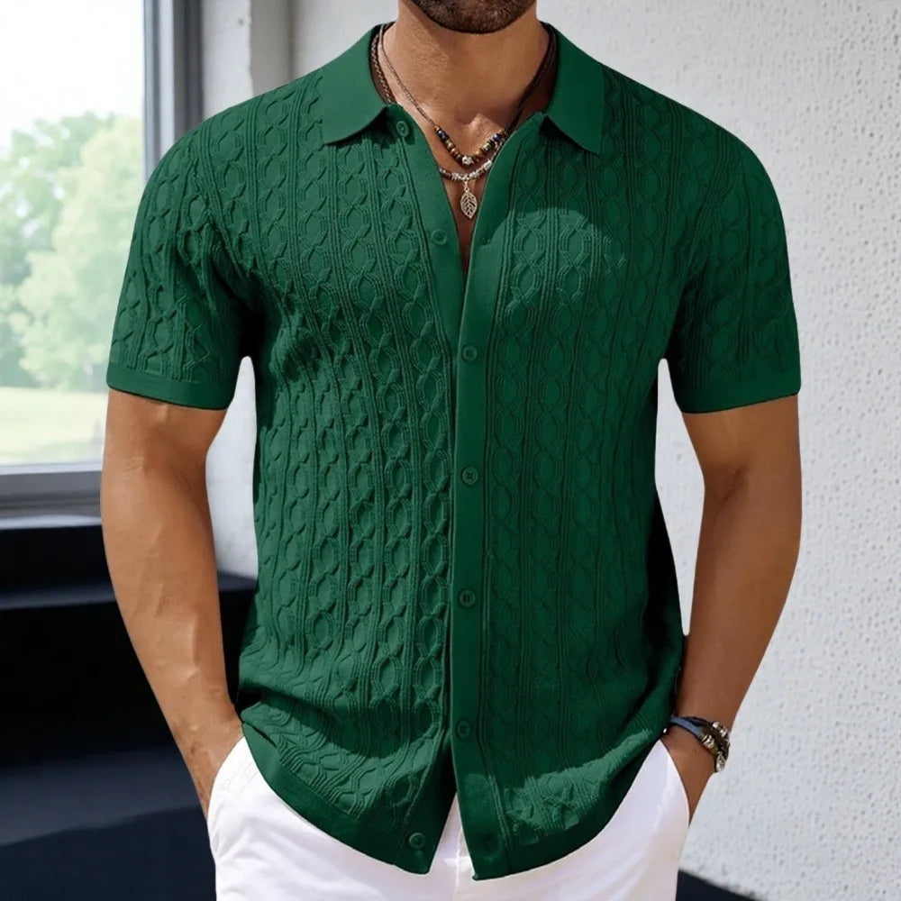Cable Knit Polo Shirt