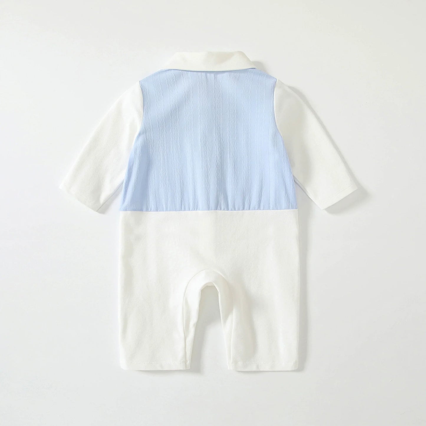 Autumn Hot Selling Baby Boys Color Patchwork Rompers Bodysuits with Turn-down Collar-1