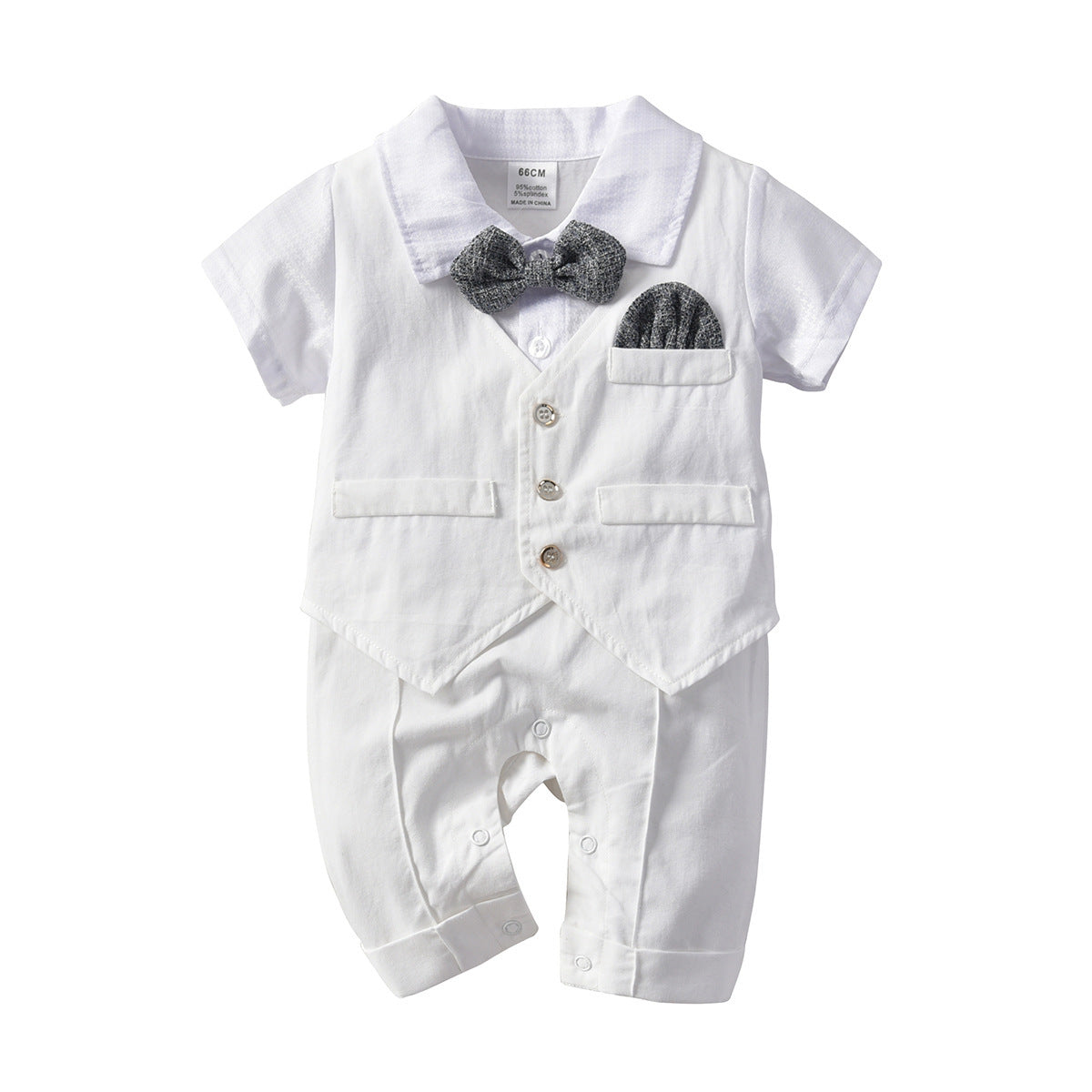 Little Gentleman Baby Romper with Collar and Removable Vest – Available in Blue or White