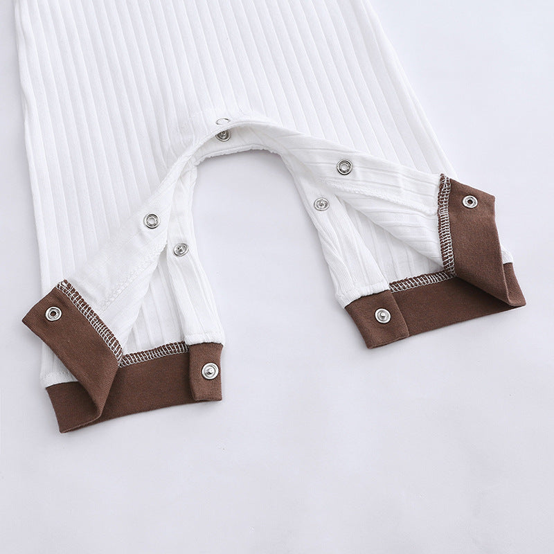 Baby Boy White Romper with Brown or Navy Bow Tie