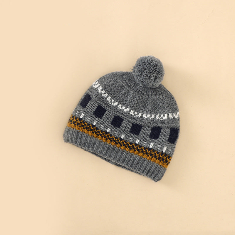 Winter Baby Boy Romper with Matching Hat – Available in White/Brown/Black or Grey/Black/White Patterns