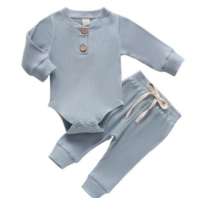 Baby Ribbed Long Sleeve Romper & Pants Set