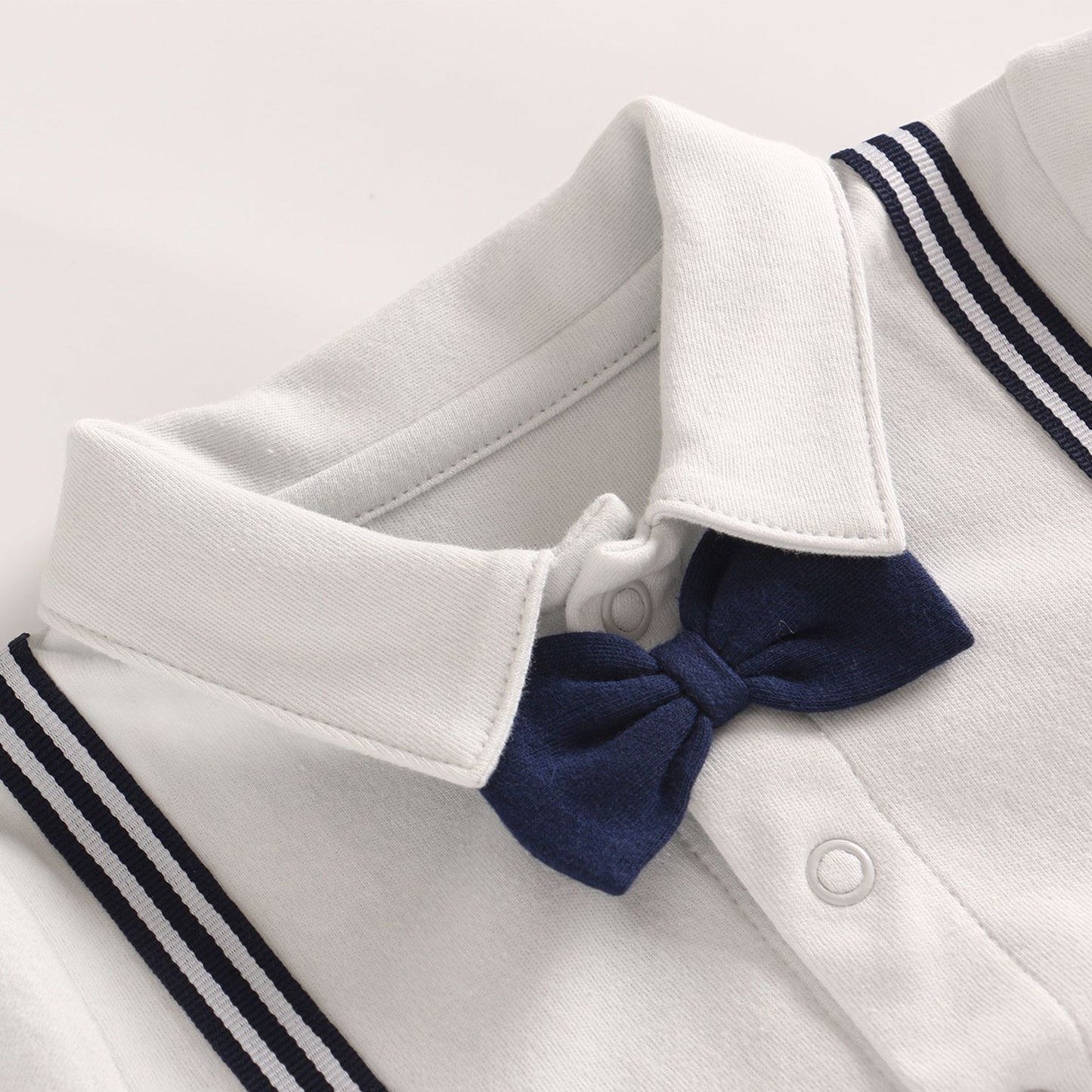 Baby Gentleman Romper – Navy Blue Bottom with Striped Suit Jacket Look (2 Variants)