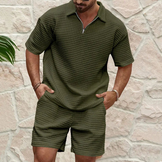 Summer Waffle Polo Set – 2-Piece Outfit