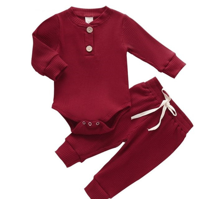 Baby Ribbed Long Sleeve Romper & Pants Set