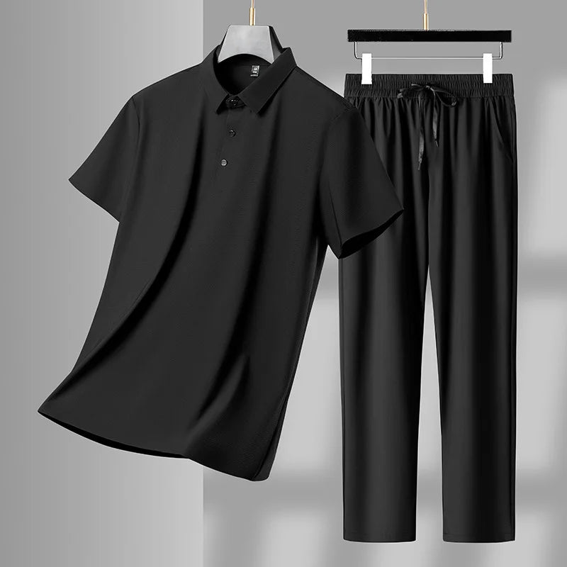 Elegant Polo Shirt & Long Pants Set