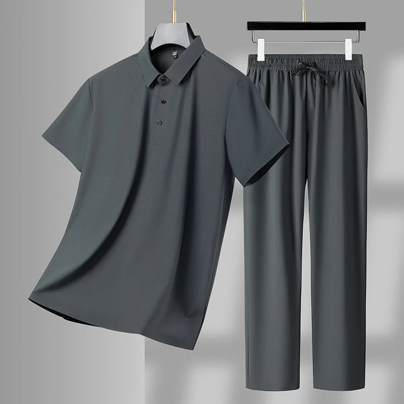 Elegant Polo Shirt & Long Pants Set