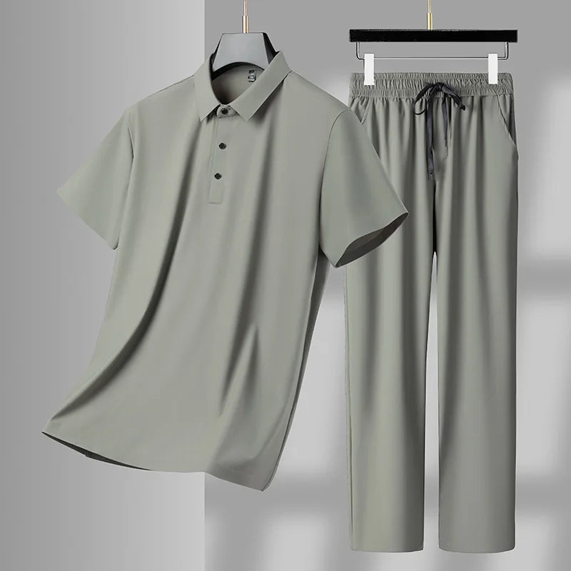 Elegant Polo Shirt & Long Pants Set