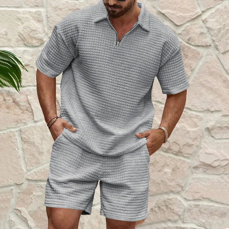 Summer Waffle Polo Set – 2-Piece Outfit