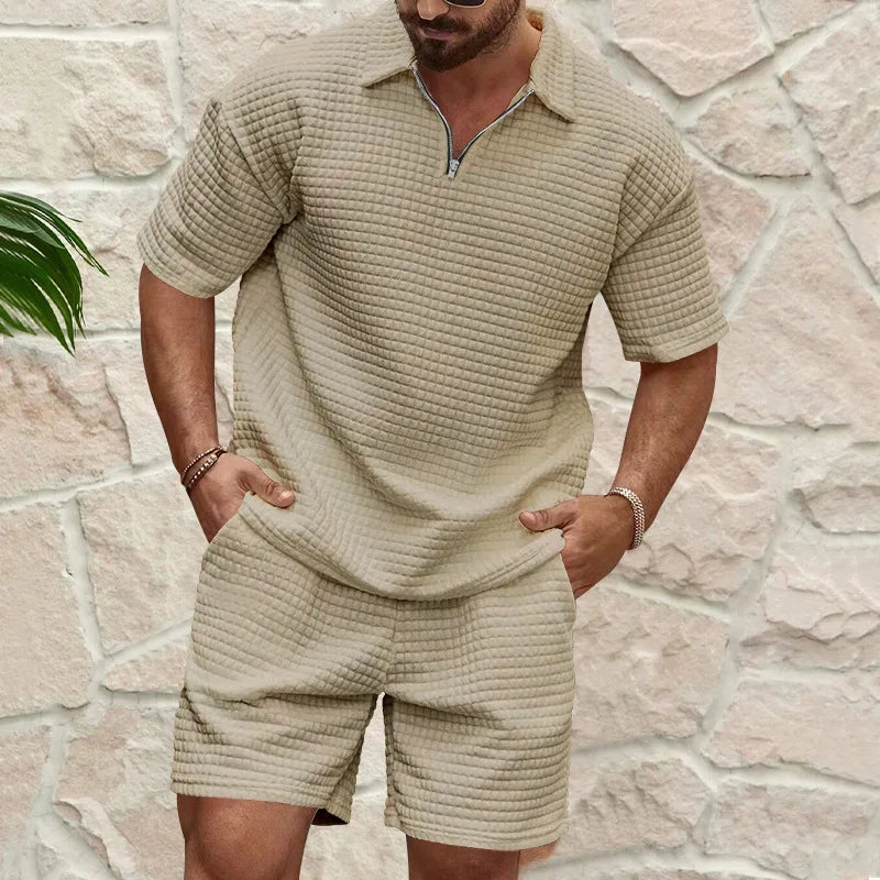 Summer Waffle Polo Set – 2-Piece Outfit