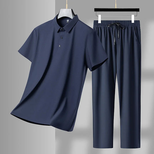 Elegant Polo Shirt & Long Pants Set