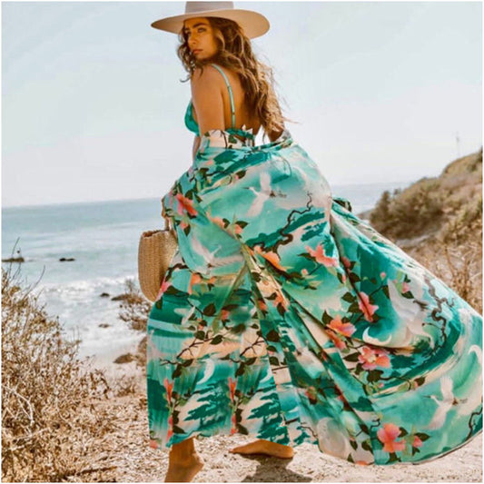 “Palm Breeze” Kimono Beach Cover Up (one size)