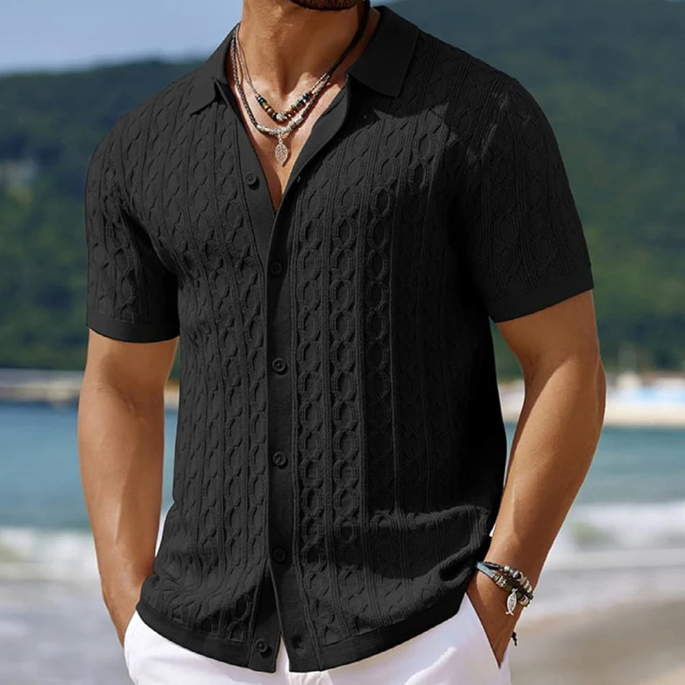Cable Knit Polo Shirt