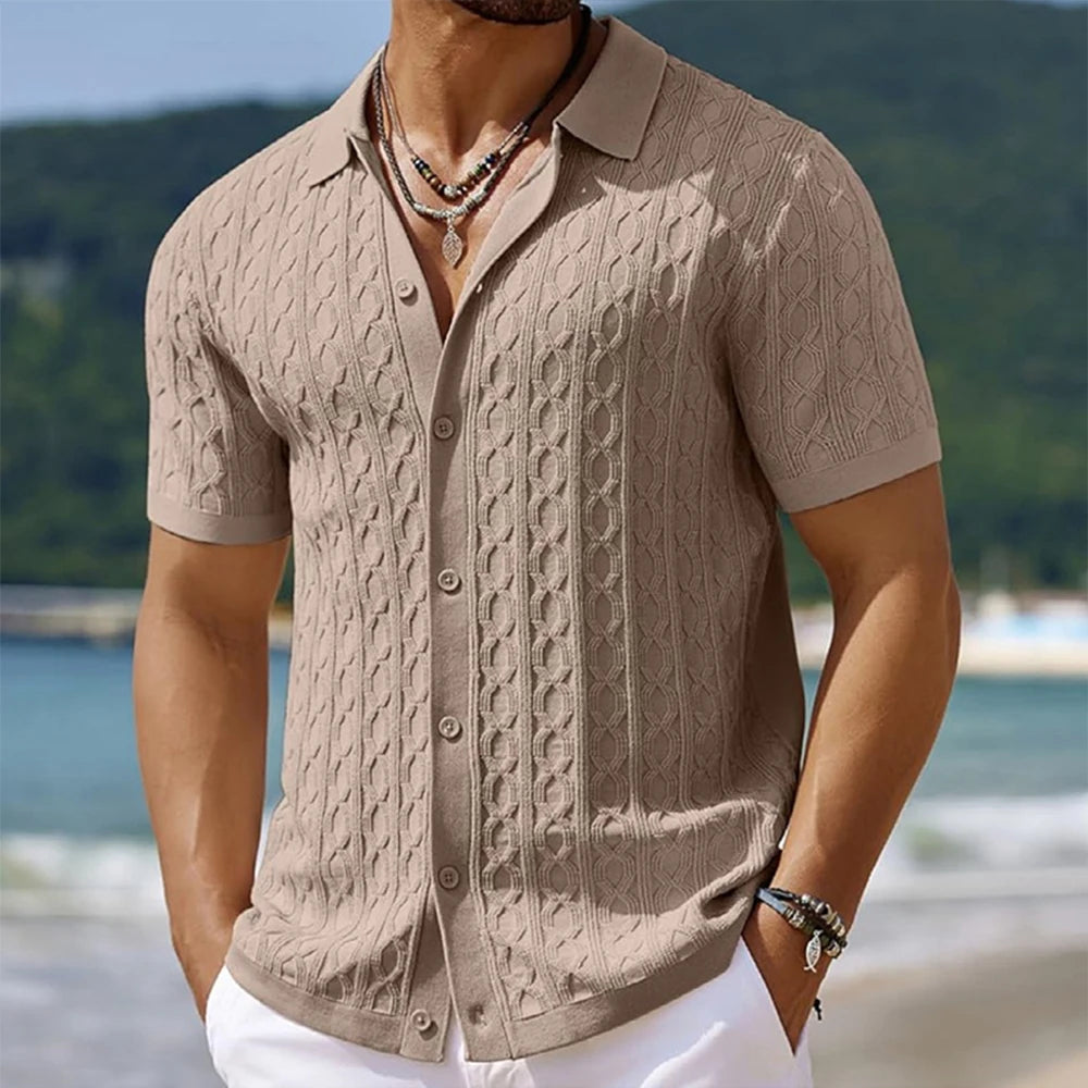 Cable Knit Polo Shirt