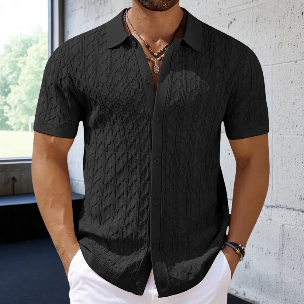 Cable Knit Polo Shirt