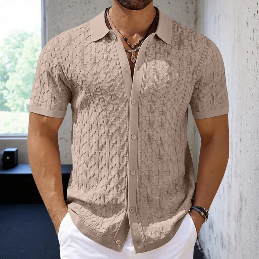 Cable Knit Polo Shirt