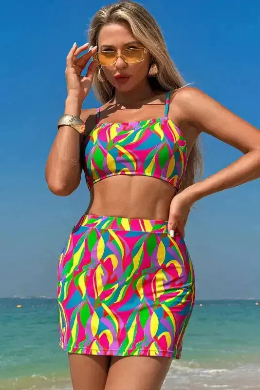 Abstract High Waist Bikini Swimsuit-4