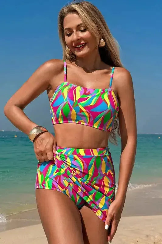 Abstract High Waist Bikini Swimsuit-0