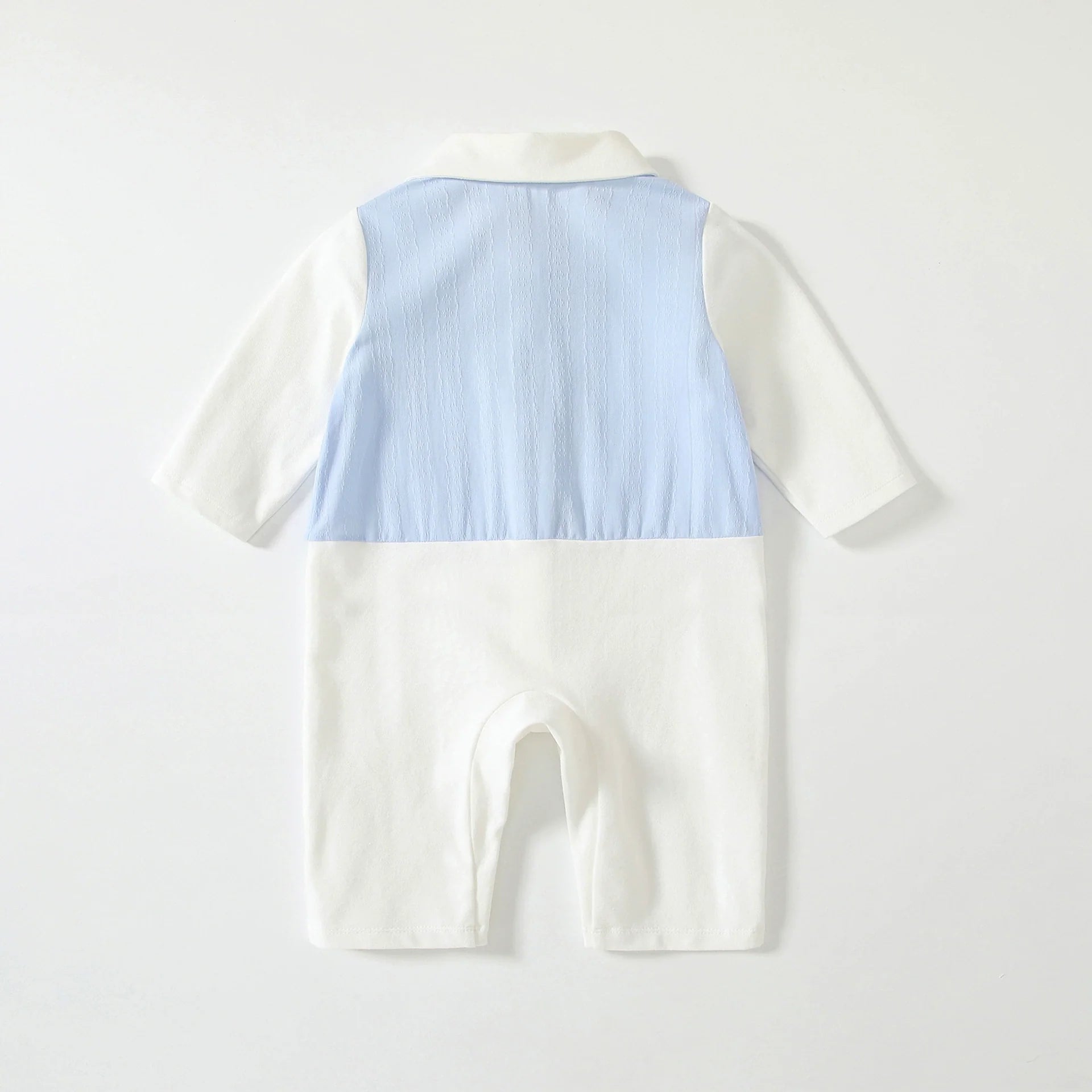 Autumn Hot Selling Baby Boys Color Patchwork Rompers Bodysuits with Turn-down Collar-1