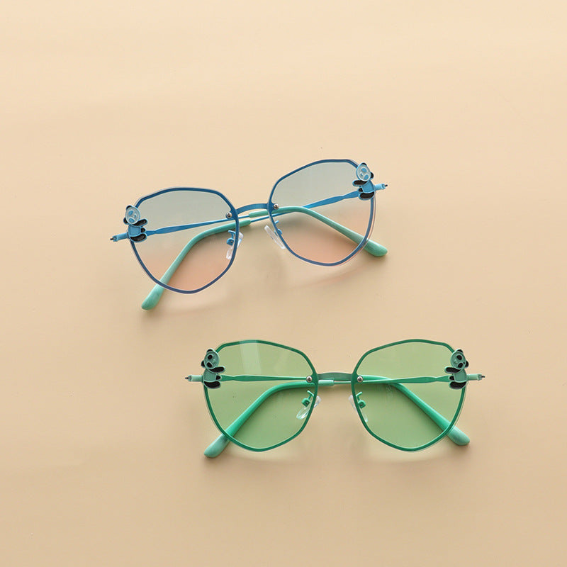 Kids Boy And Girl Cartoon Animal Shape Round Frame Fashion Sunglasses-2