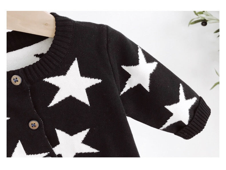 Baby Boy Star Pattern Single Breasted Design Long Sleeve Cardigan-2