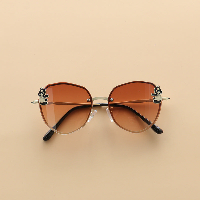 Kids Boy And Girl Cartoon Animal Shape Round Frame Fashion Sunglasses-4