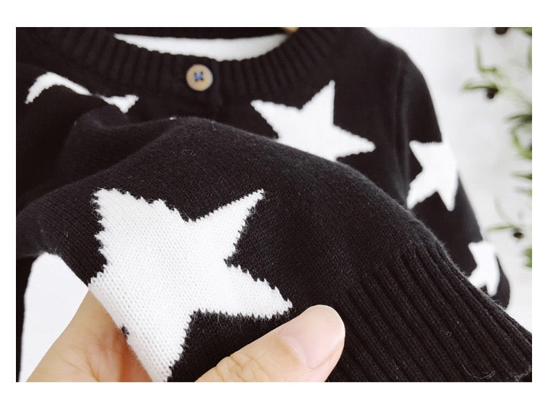 Baby Boy Star Pattern Single Breasted Design Long Sleeve Cardigan-3